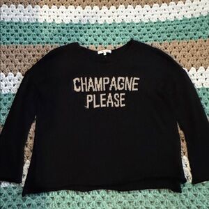 Miracle Champagne Please Black Knit Sweater Shirt Top Womans sz Medium